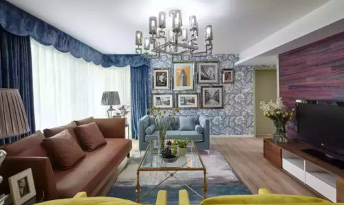 101-120m²别墅豪宅美式装修图片装修效果图浪漫118平美式别墅客厅实拍图
