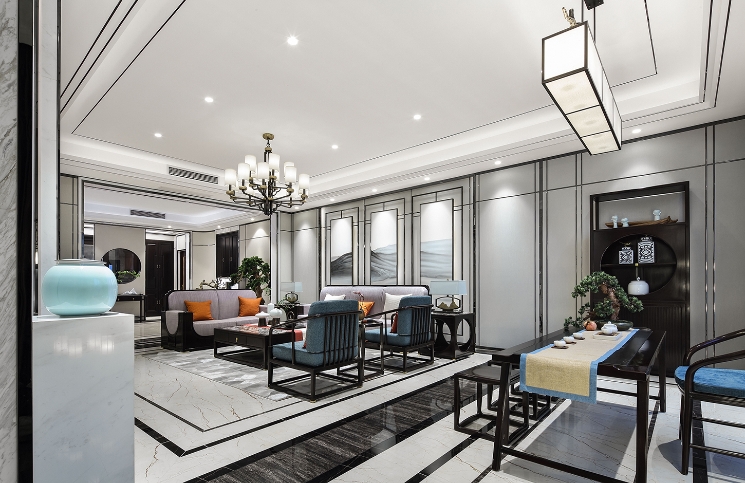 客厅沙发装修效果图低奢中式客厅设计图新中式客厅设计图片赏析