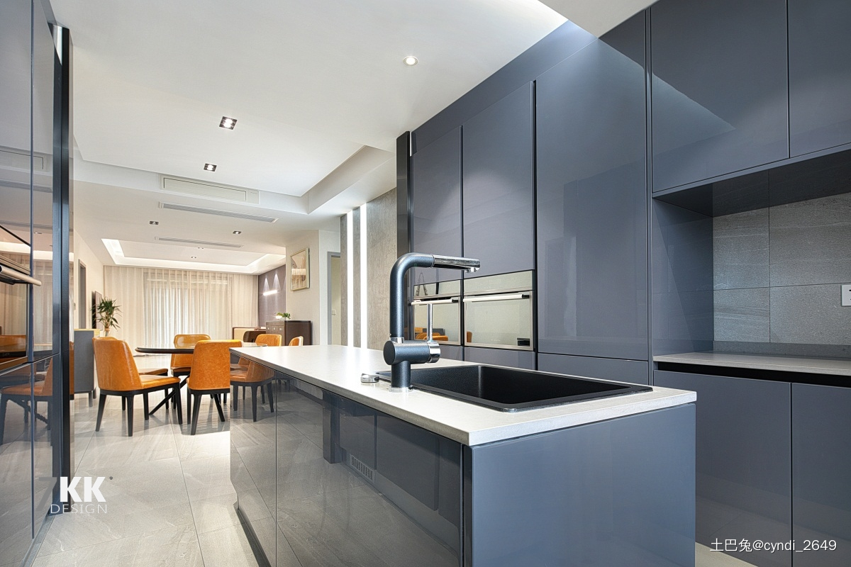 明亮124平现代三居厨房装潢图现代简约厨房设计图片赏析
