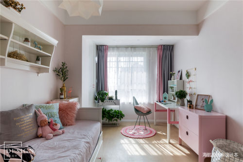 卧室窗帘1装修效果图粉色浪漫北欧风儿童房设计图片