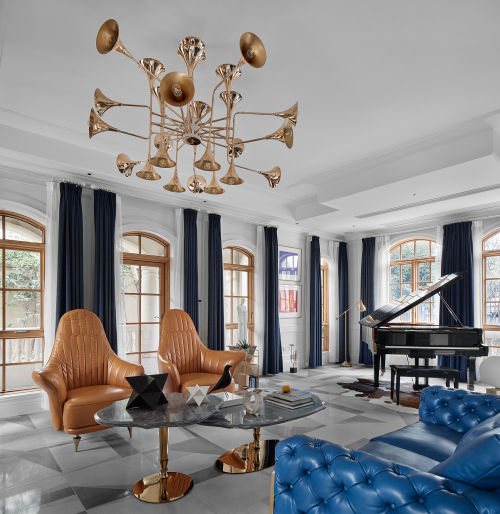 客厅窗帘2装修效果图典雅509平混搭别墅客厅设计案