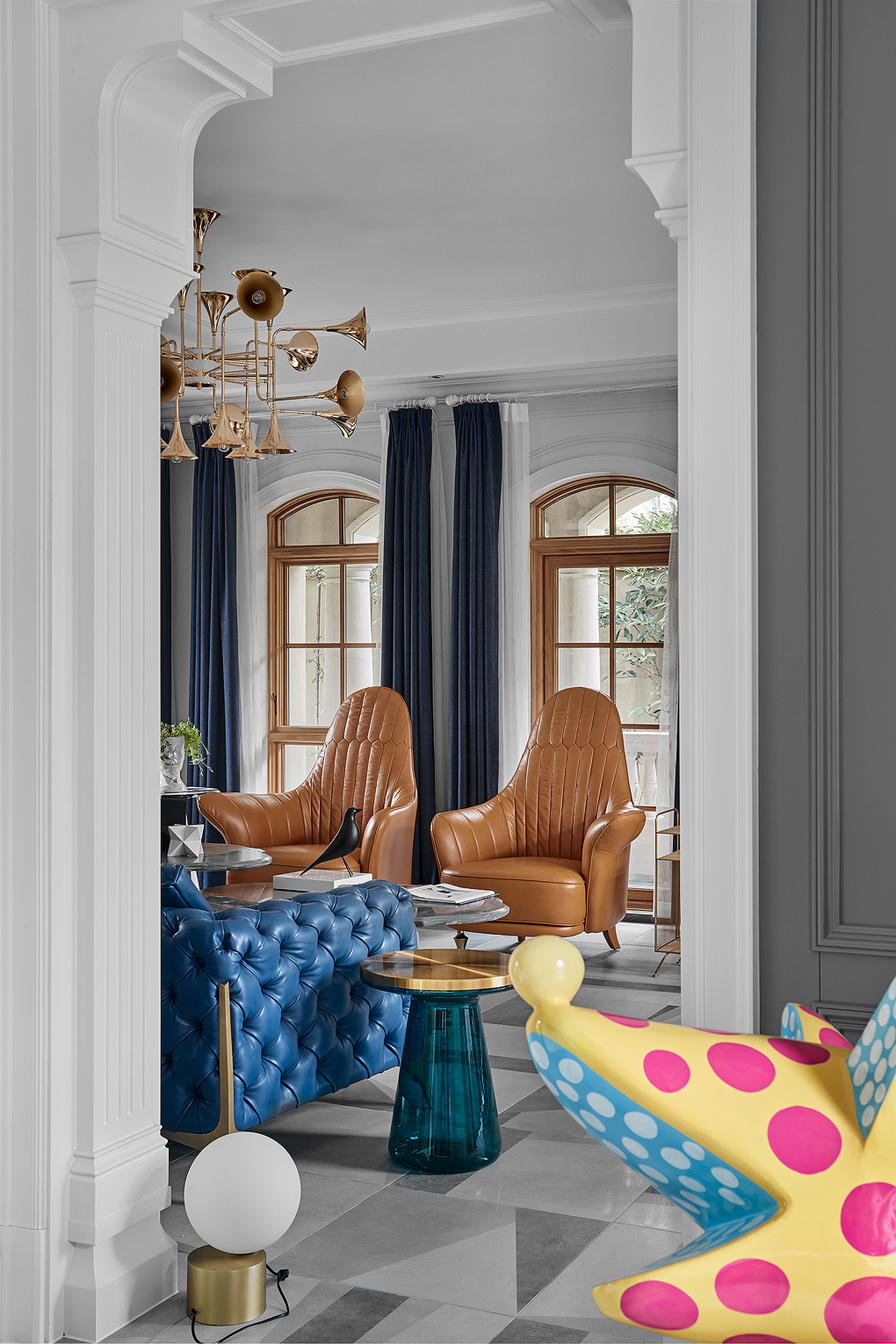 客厅窗帘装修效果图优雅667平混搭别墅客厅案例图混搭客厅设计图片赏析
