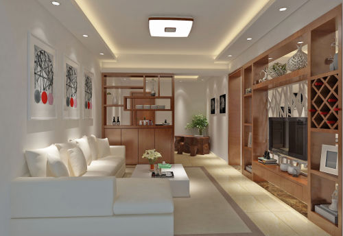 81-100m²中式现代装修图片客厅装修效果图明亮90平中式二居客厅效果图片