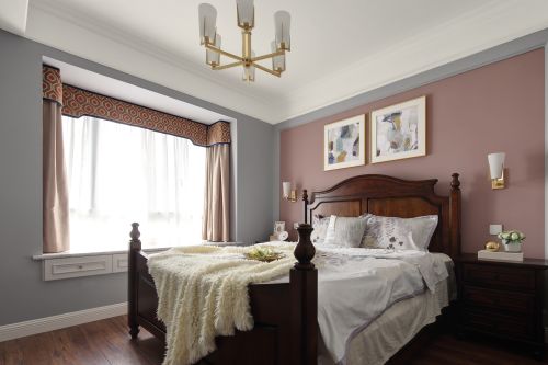 卧室窗帘2装修效果图浪漫90平简约三居卧室案例图