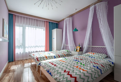 卧室窗帘1装修效果图精致115平北欧三居卧室实景图