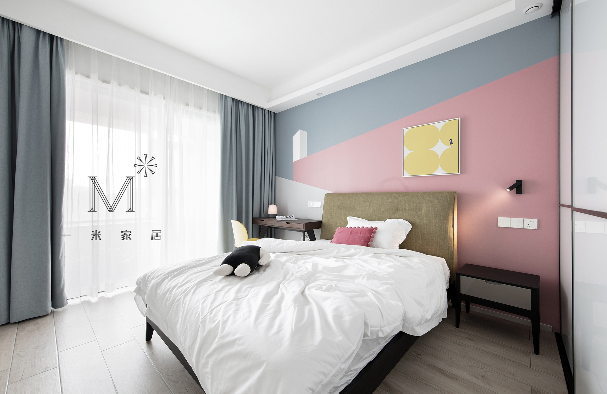 卧室窗帘装修效果图优雅128平简约四居儿童房效果现代简约卧室设计图片赏析