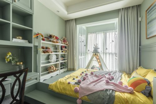 卧室窗帘装修效果图明亮112平简欧三居儿童房装饰