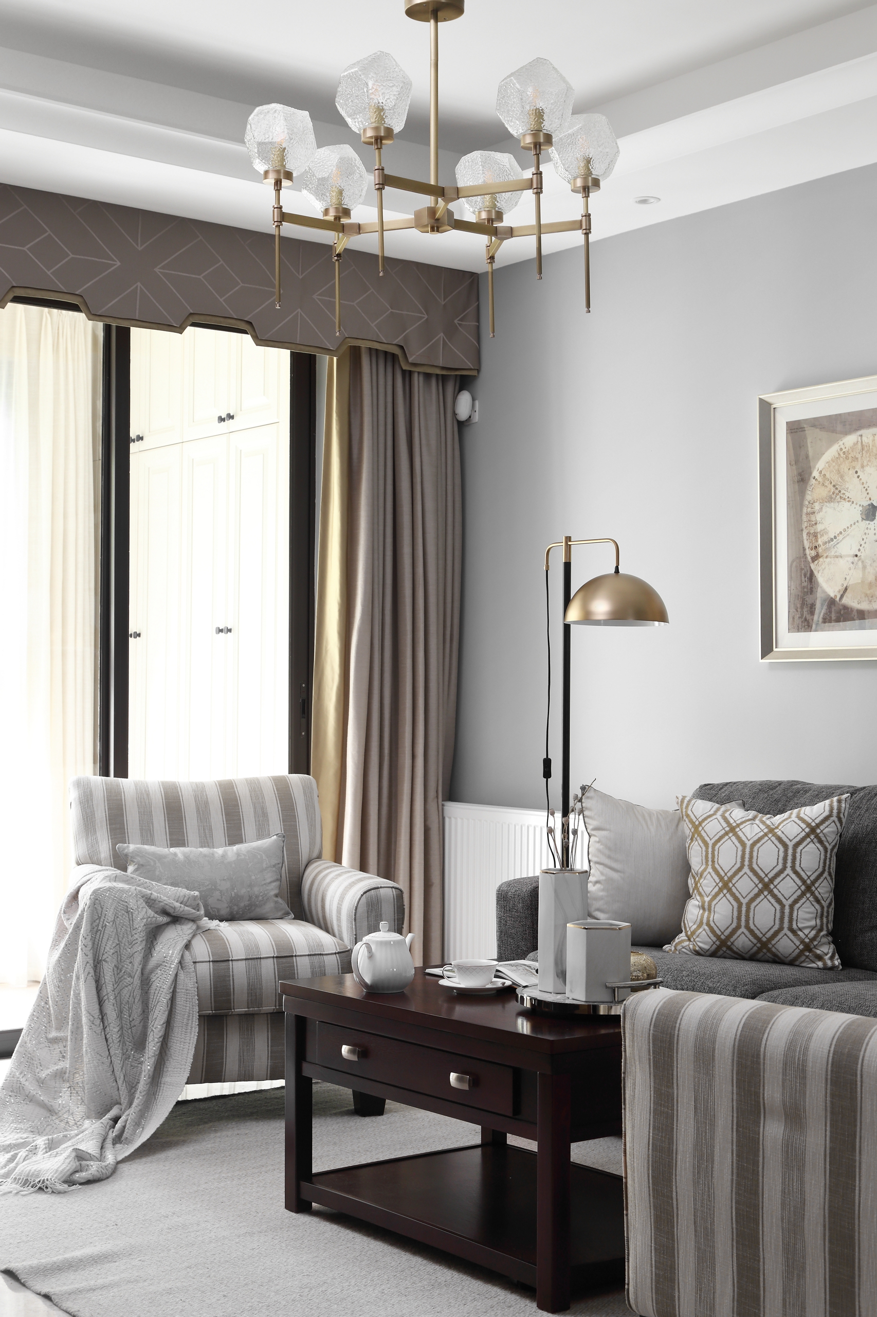 客厅窗帘1装修效果图质朴99平简约三居客厅案例图现代简约客厅设计图片赏析