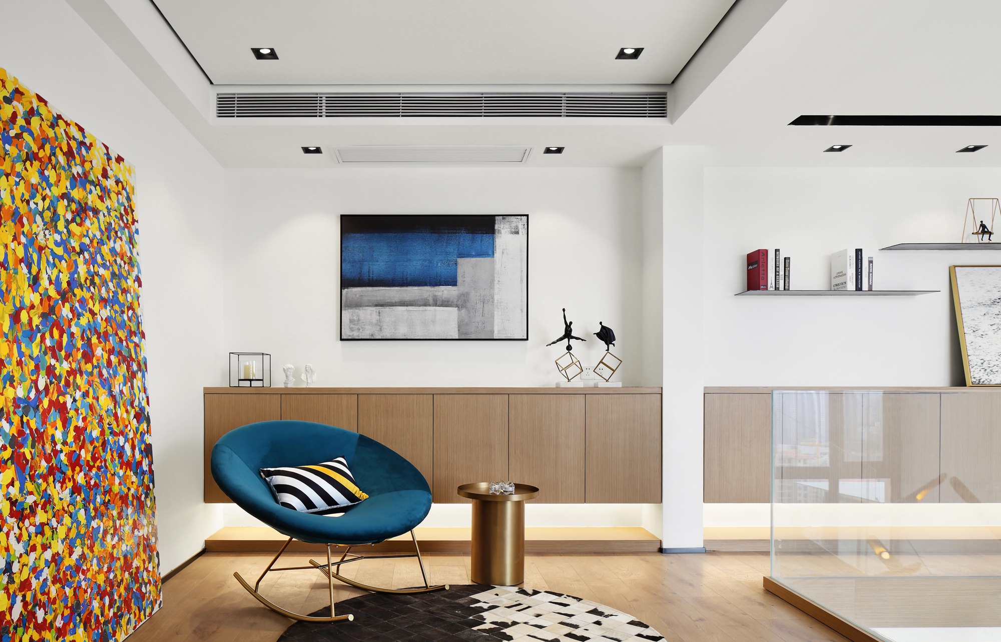 客厅木地板装修效果图优美78平现代复式休闲区设计案现代简约客厅设计图片赏析
