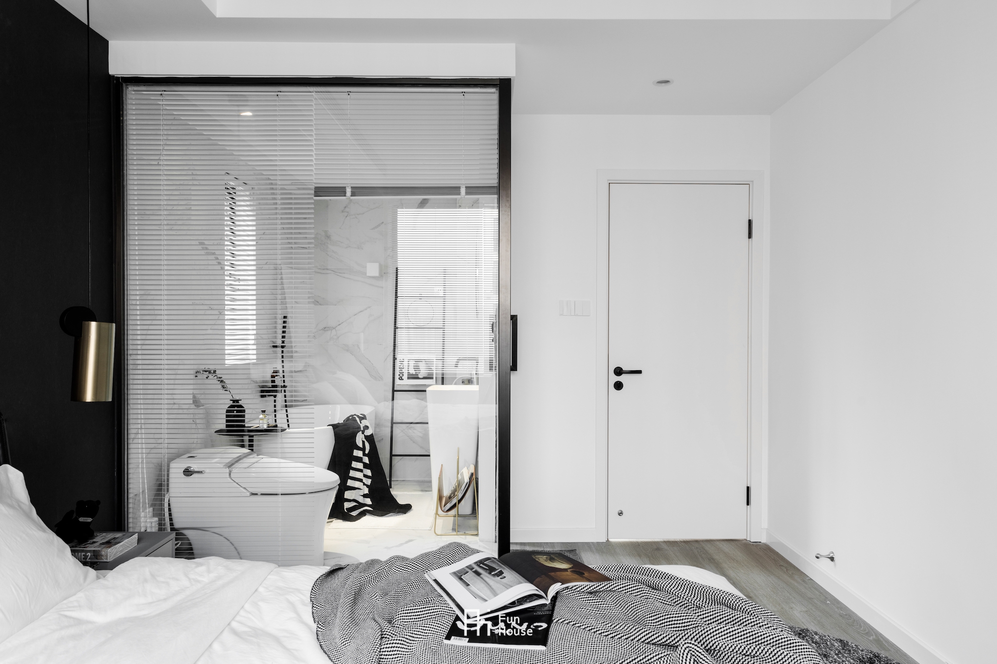 卧室床装修效果图黑白过渡现代卧室设计图现代简约卧室设计图片赏析