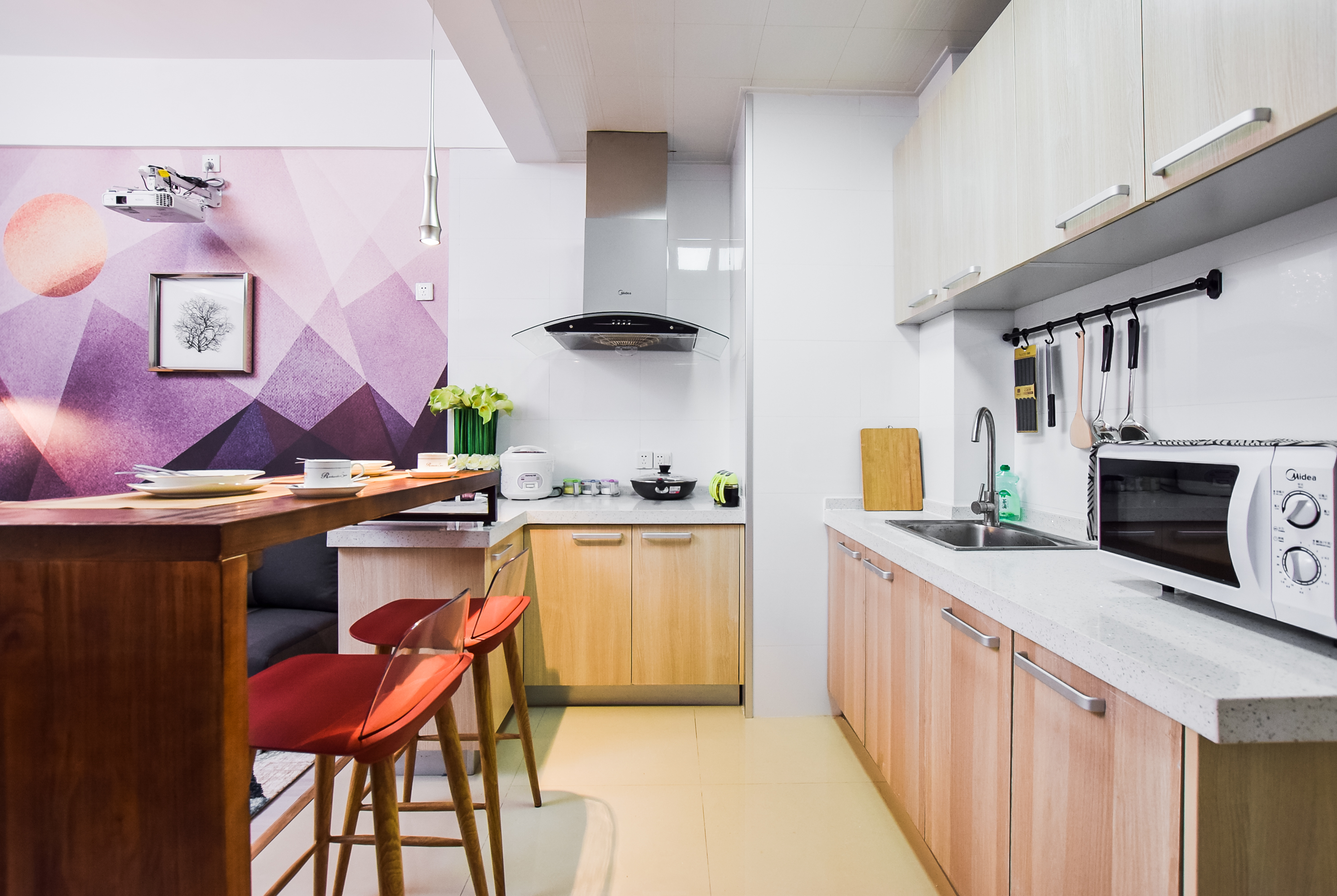 餐厅橱柜装修效果图精致36平现代小户型厨房装饰图现代简约厨房设计图片赏析