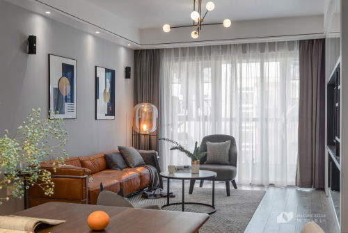 客厅窗帘装修效果图静谧现代客厅设计实景图片
