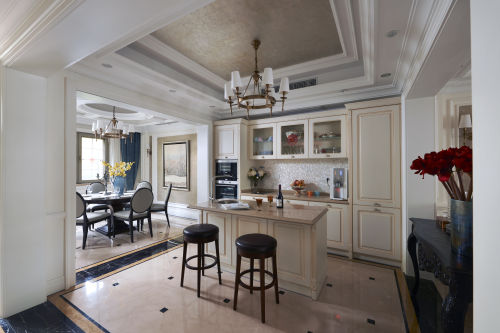 客厅窗帘装修效果图华丽467平新古典别墅厨房设计