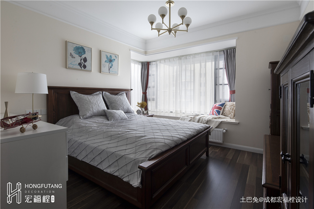 典雅79平美式三居卧室设计美图美式卧室设计图片赏析