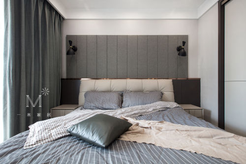 卧室床1装修效果图简洁80平简约三居卧室设计图