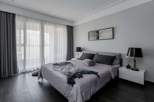 卧室窗帘装修效果图精致76平现代复式卧室装修设计
