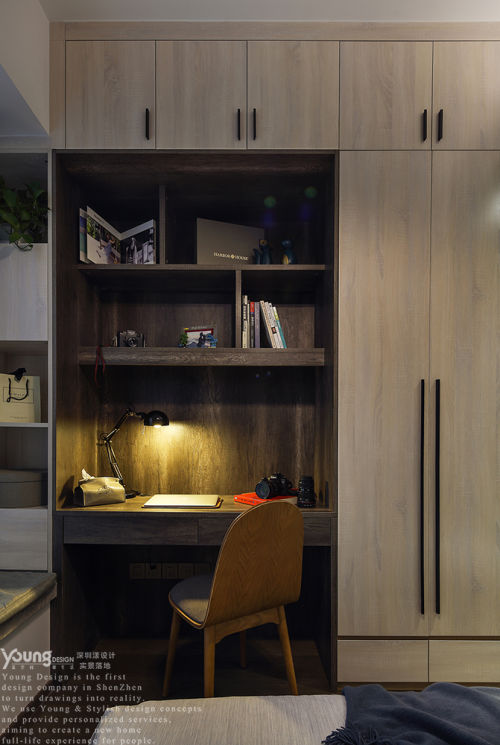 现代工业风卧室书桌设计图卧室书柜