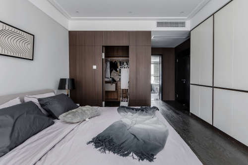 卧室床装修效果图大气75平现代复式卧室设计案例