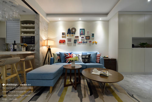 客厅沙发装修效果图质朴73平现代复式客厅设计效果