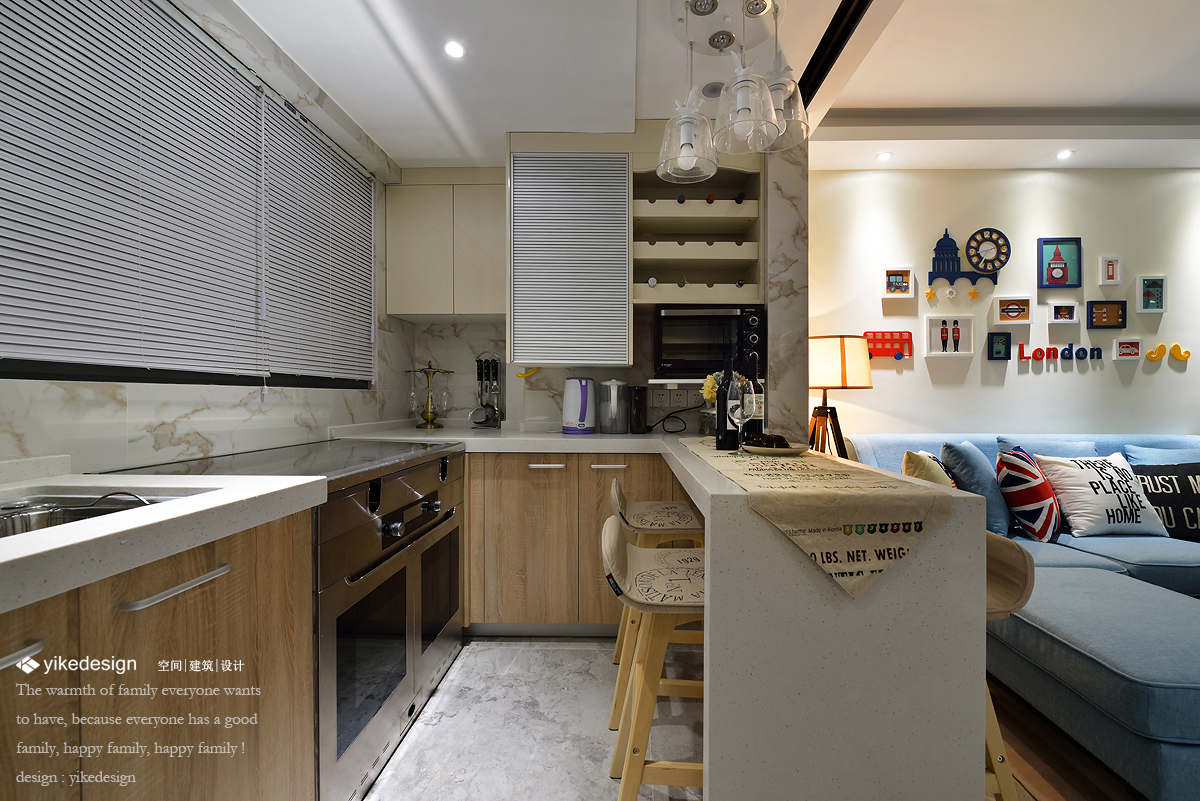 餐厅橱柜装修效果图质朴43平现代复式厨房装修图现代简约厨房设计图片赏析