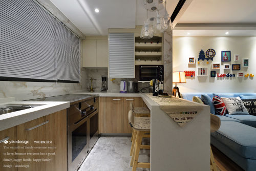 餐厅橱柜装修效果图质朴43平现代复式厨房装修图