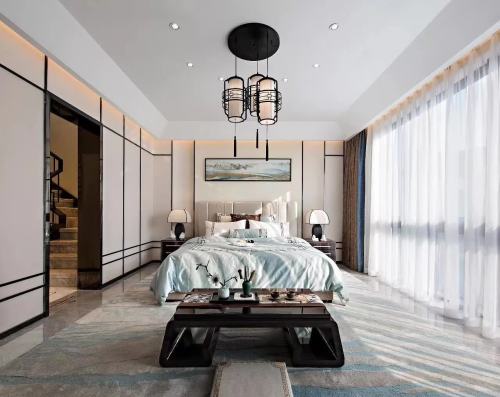 卧室窗帘装修效果图优美257平中式别墅卧室设计案