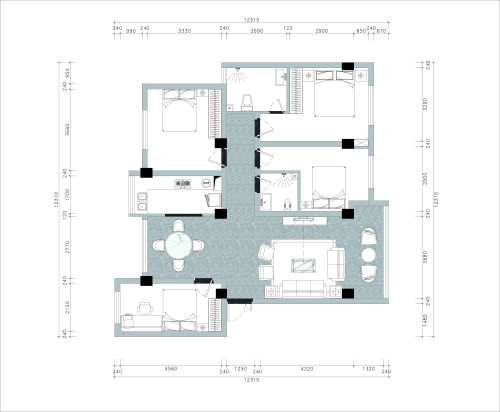 装修效果图温馨120平混搭四居设计美图101-120m²四居及以上混搭家装装修案例效果图