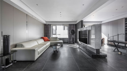 客厅沙发装修效果图轻奢127平现代三居客厅案例图