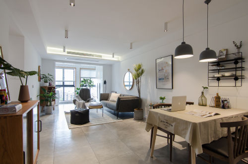 浪漫30平现代小户型客厅实景图片厨房沙发61-80m²一居现代简约家装装修案例效果图