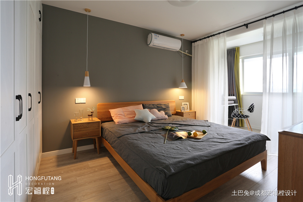 典雅118平北欧三居卧室效果图北欧风卧室设计图片赏析