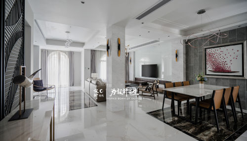 客厅瓷砖装修效果图简洁841平现代别墅客厅案例图