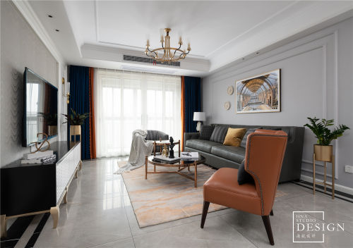 客厅窗帘装修效果图用设计拉近家的距离，现代美式如
