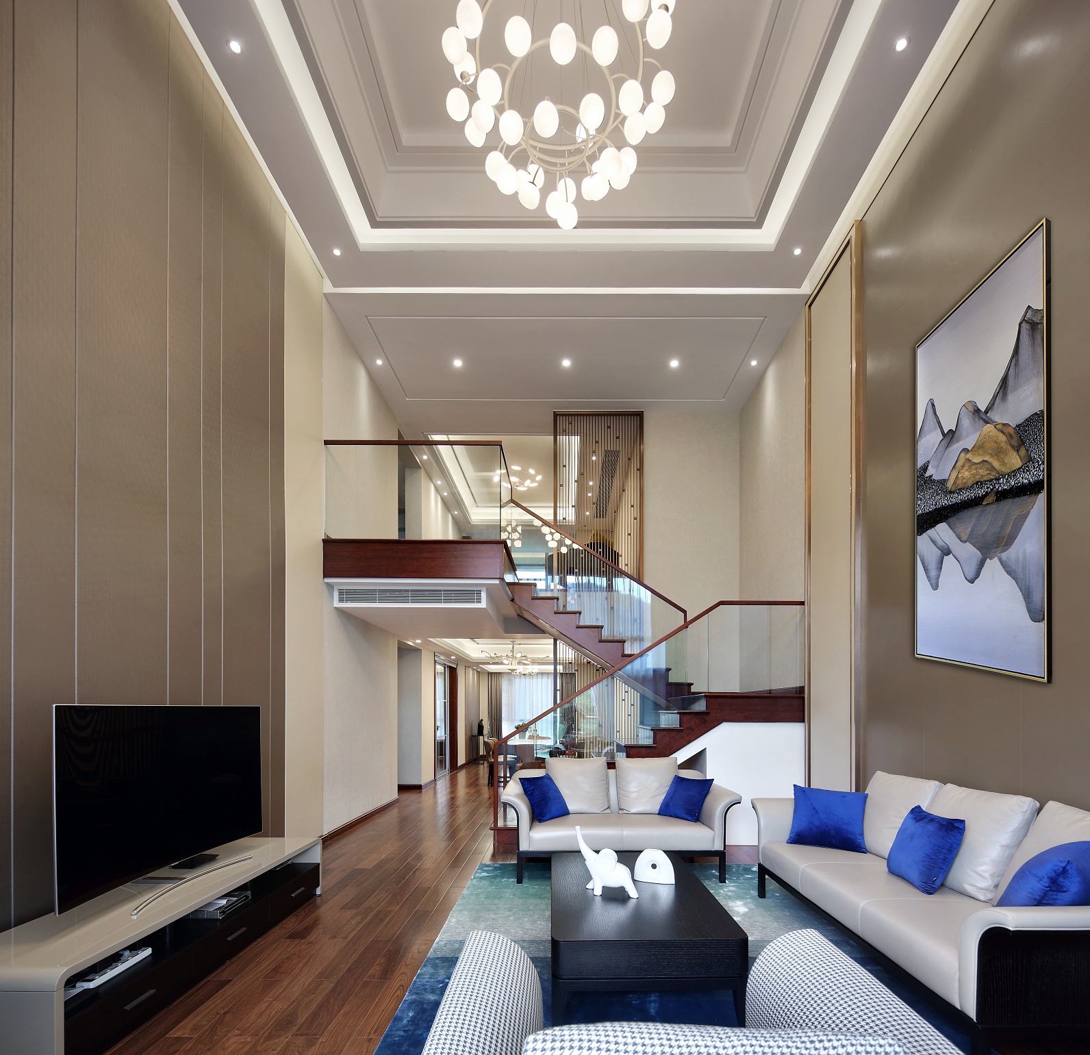 客厅沙发1装修效果图精致61平现代复式客厅装潢图现代简约客厅设计图片赏析