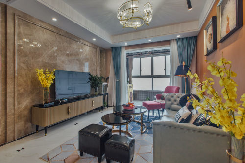 客厅窗帘装修效果图优雅90平现代二居客厅设计效果