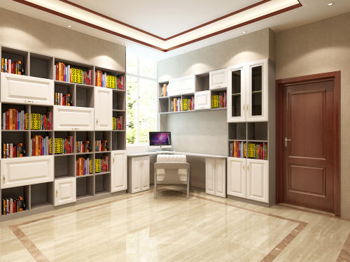 功能区书柜2装修效果图观山闲居中式别墅室内设计