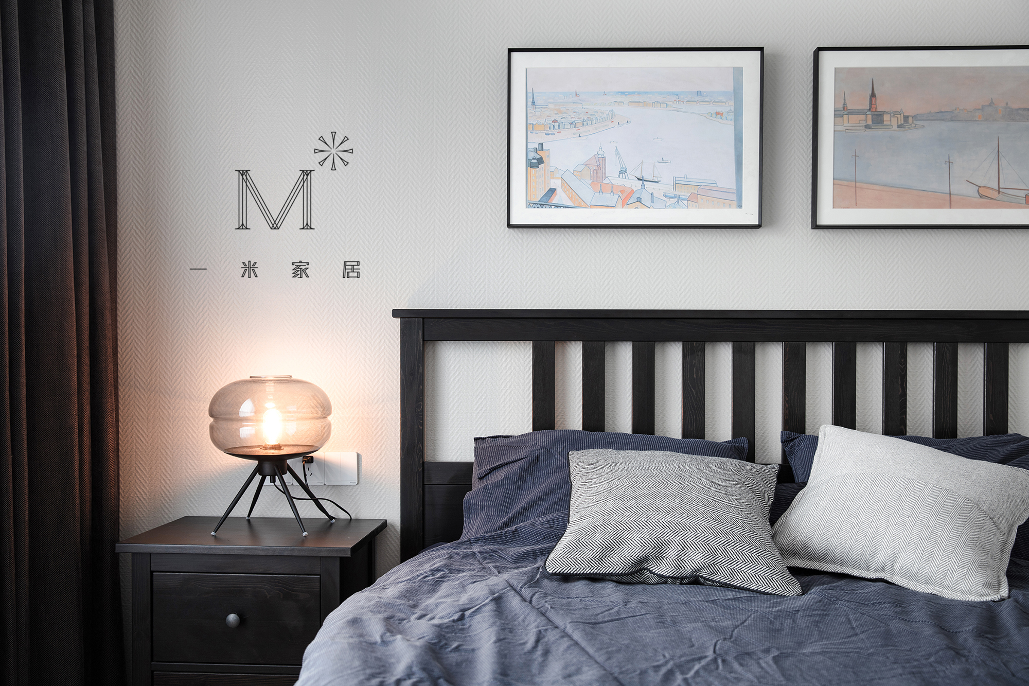卧室床头柜1装修效果图浪漫110平宜家三居装修案例现代简约卧室设计图片赏析