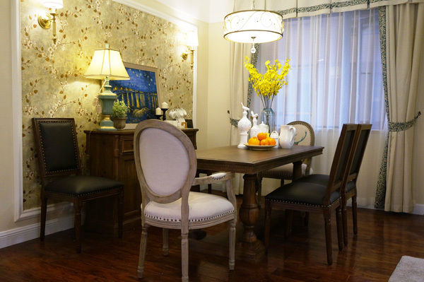 客厅窗帘装修效果图保利心语花园精装房套三美式风格美式客厅设计图片赏析