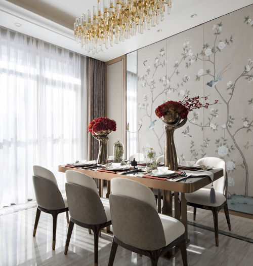 厨房窗帘装修效果图典雅365平中式别墅餐厅案例图