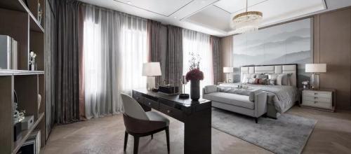 卧室窗帘2装修效果图优雅468平中式别墅卧室装修案