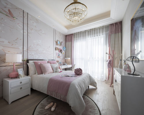 卧室窗帘3装修效果图浪漫750平中式别墅儿童房装修