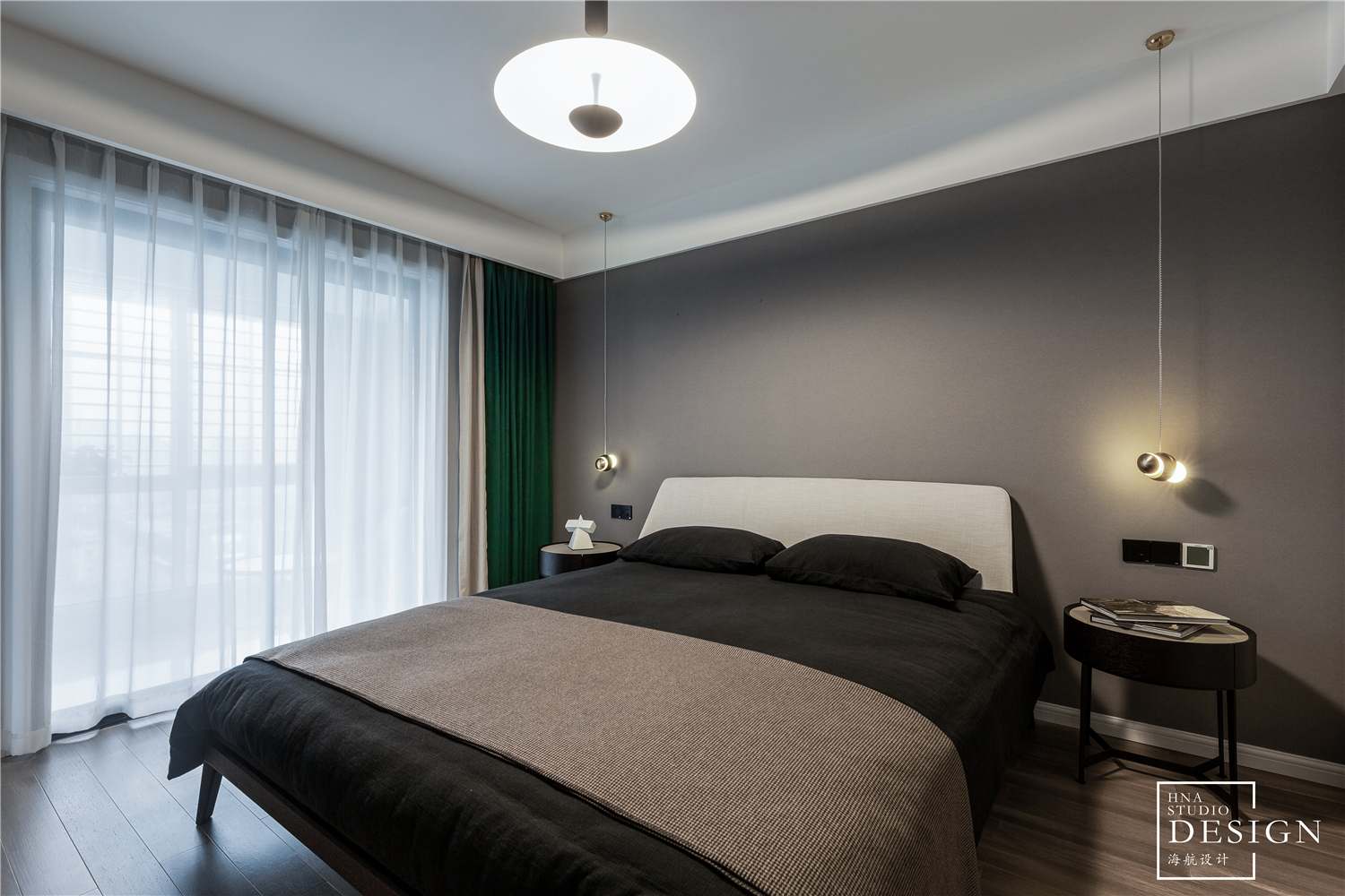 卧室窗帘2装修效果图三大空间合而为一，爆改130㎡北欧风卧室设计图片赏析