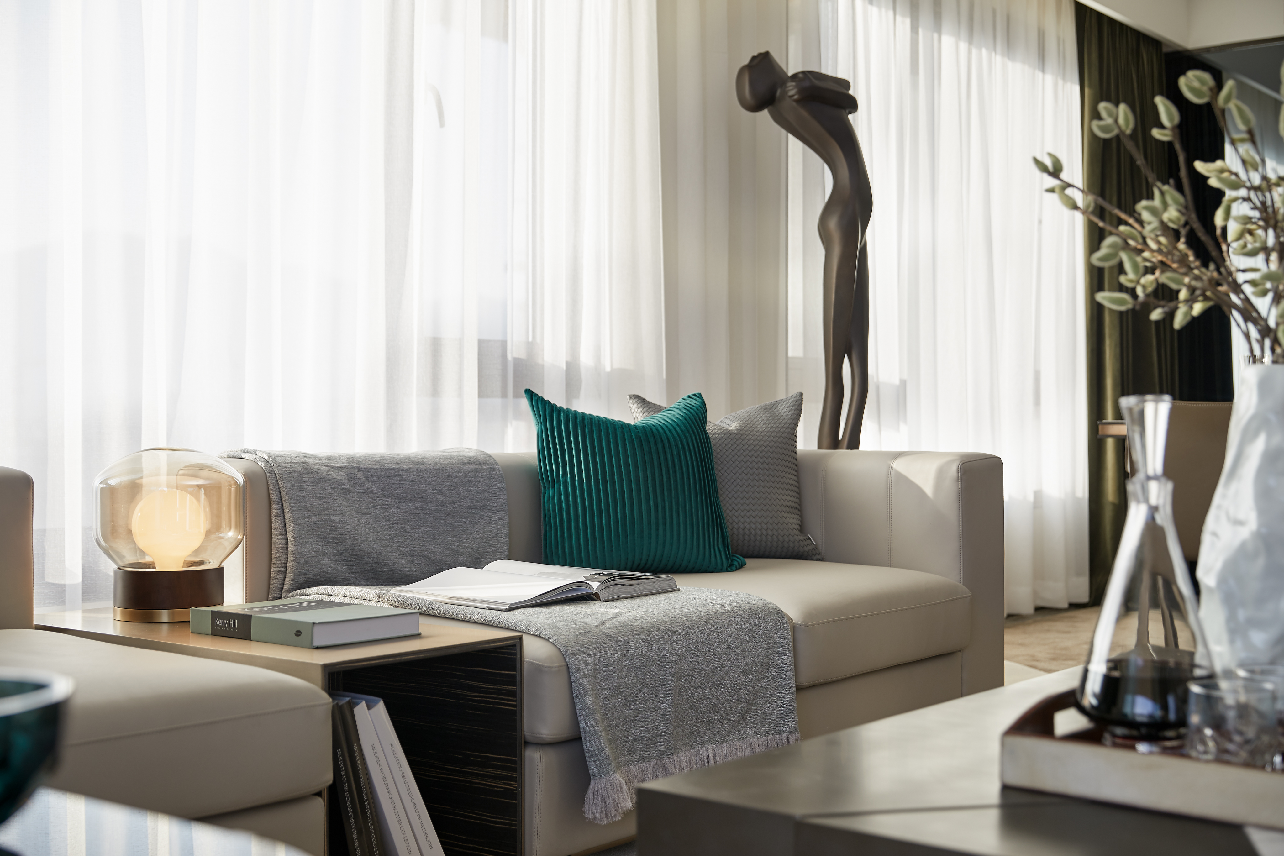 客厅窗帘装修效果图简洁343平现代样板间客厅装修现代简约客厅设计图片赏析