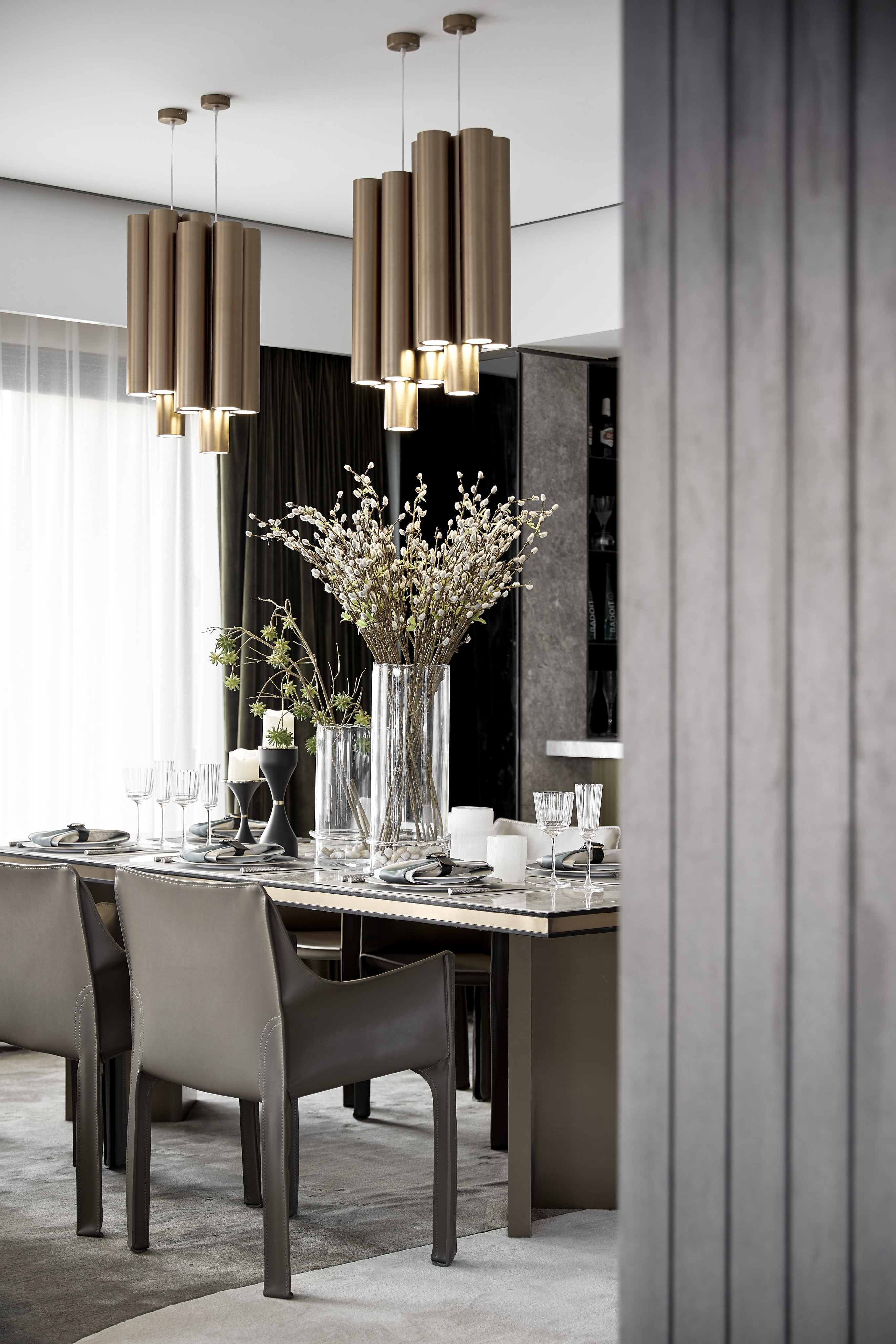 厨房窗帘1装修效果图精美345平现代样板间餐厅效果现代简约餐厅设计图片赏析