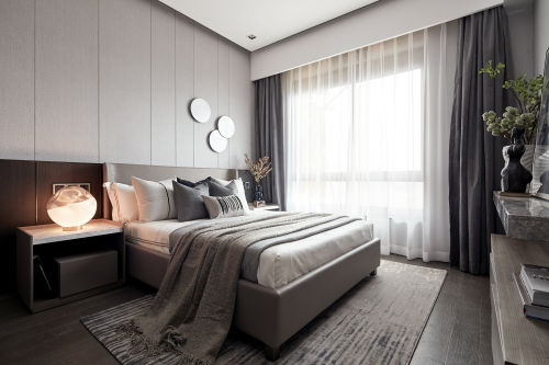 卧室窗帘1装修效果图明亮321平现代样板间卧室设计