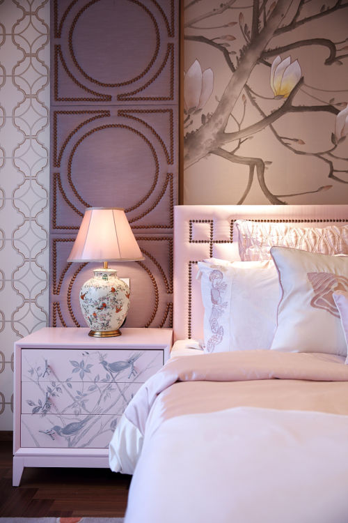 卧室床头柜装修效果图华丽300平中式样板间装饰图片