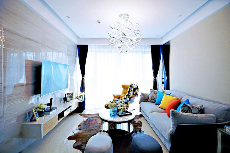 客厅窗帘装修效果图【青白设计】现代简约风格，空间现代简约客厅设计图片赏析