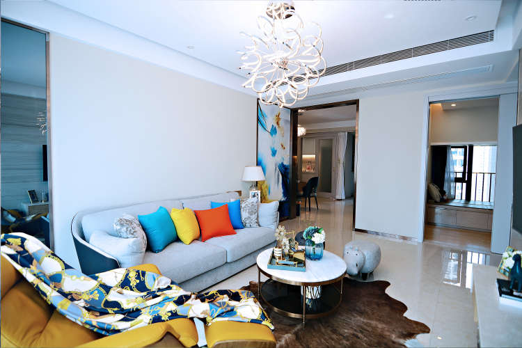 客厅沙发装修效果图【青白设计】现代简约风格，空间现代简约客厅设计图片赏析