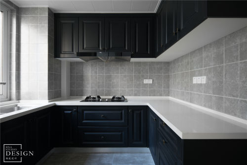 餐厅橱柜装修效果图黑白灰美式厨房设计