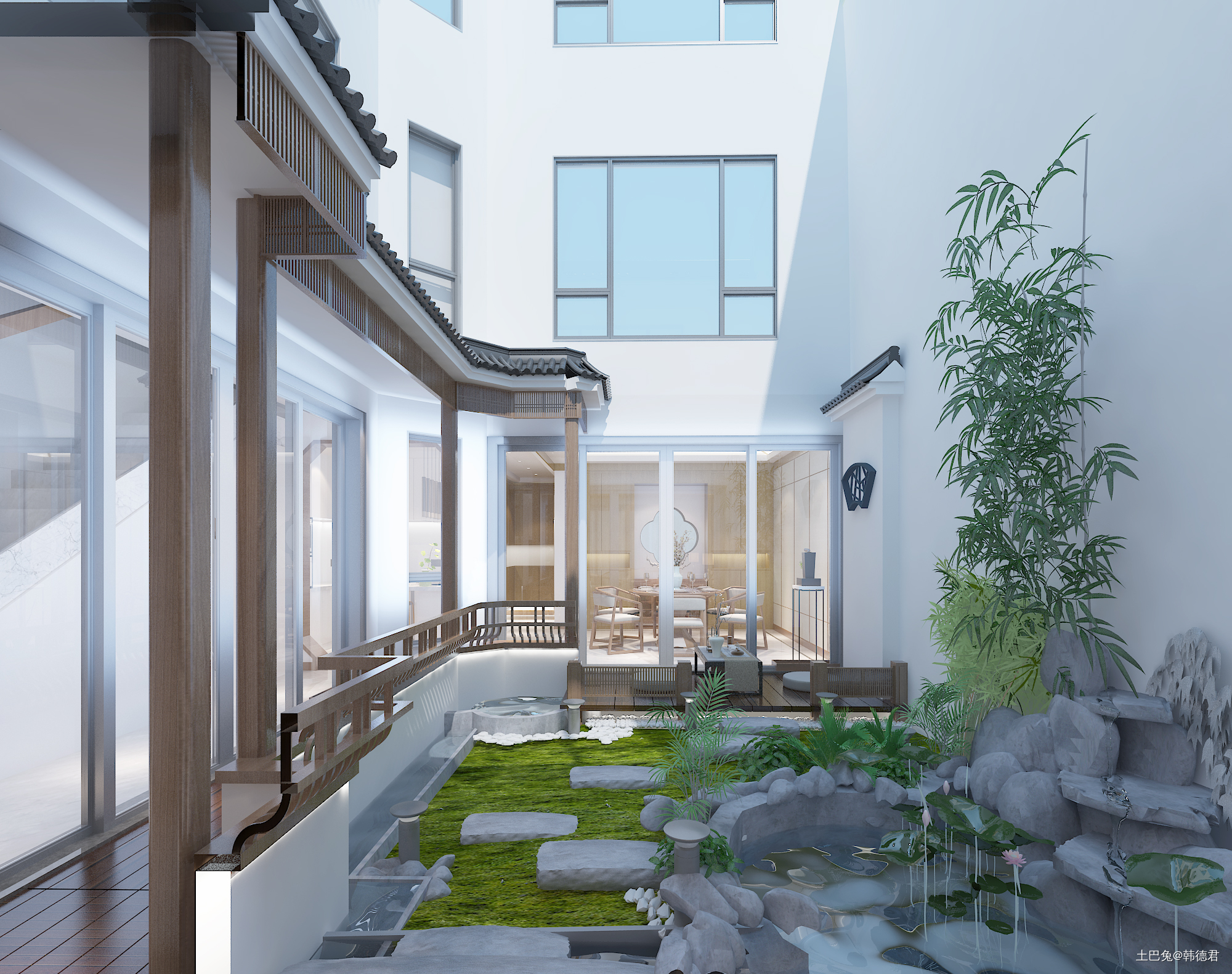 轻奢421平中式别墅花园案例图新中式功能区设计图片赏析