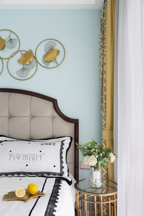 卧室窗帘装修效果图质朴104平美式四居卧室实景图